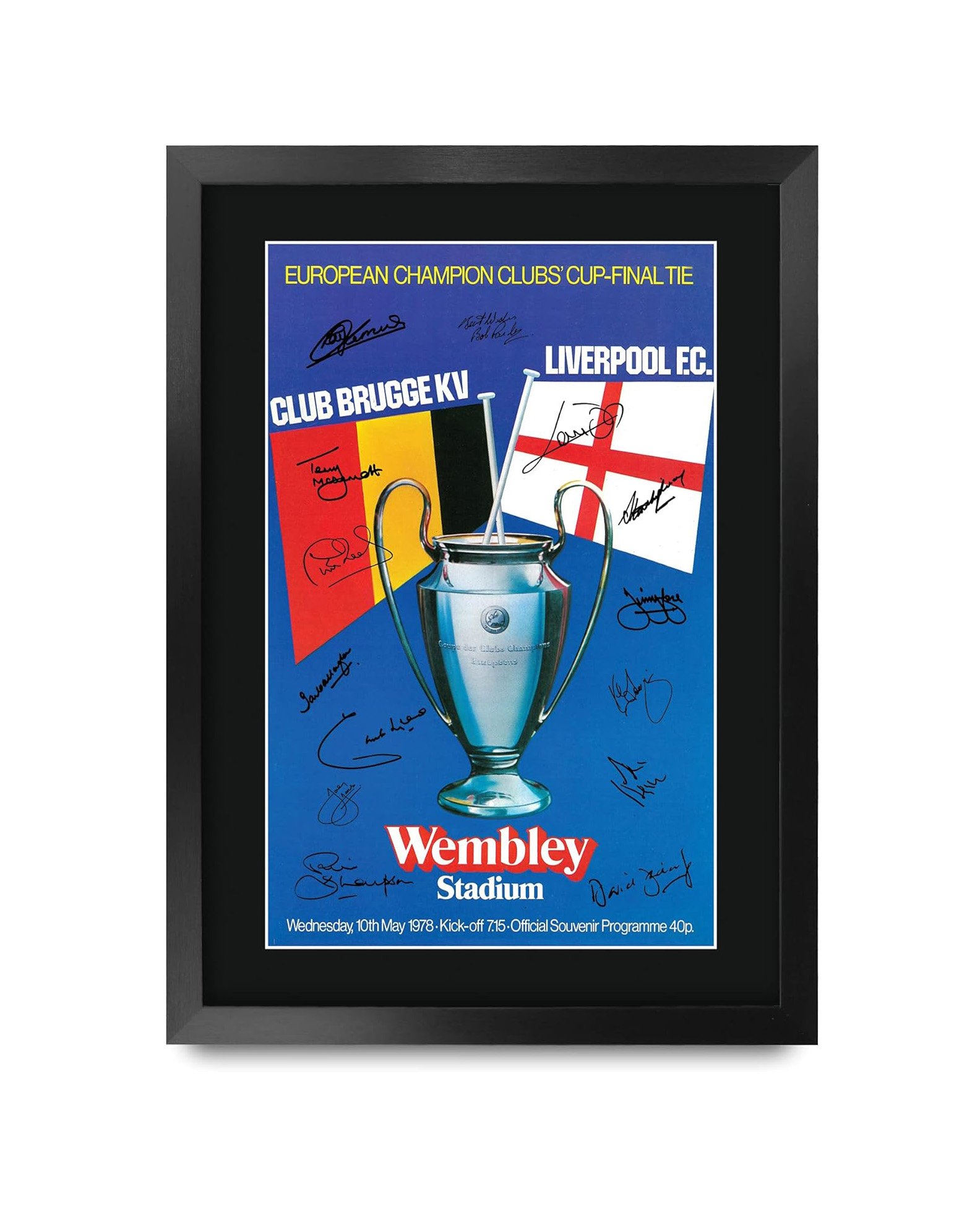 Liverpool 1978 Champions League Final Programme Poster Framed A3 Printed Autograph Photo - £29.99