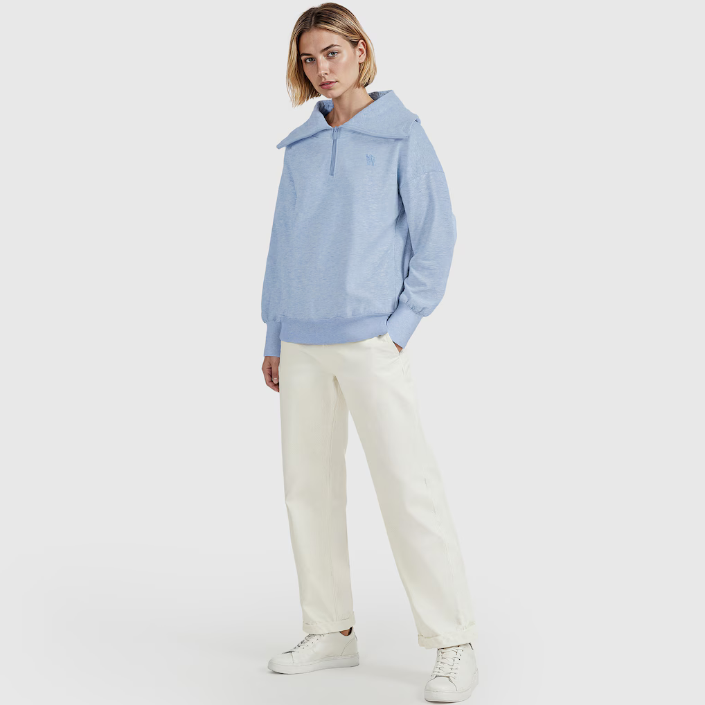 Chelsea Core Oversized 1/4 Zip Top - Blue Marl - Womens - £55.00