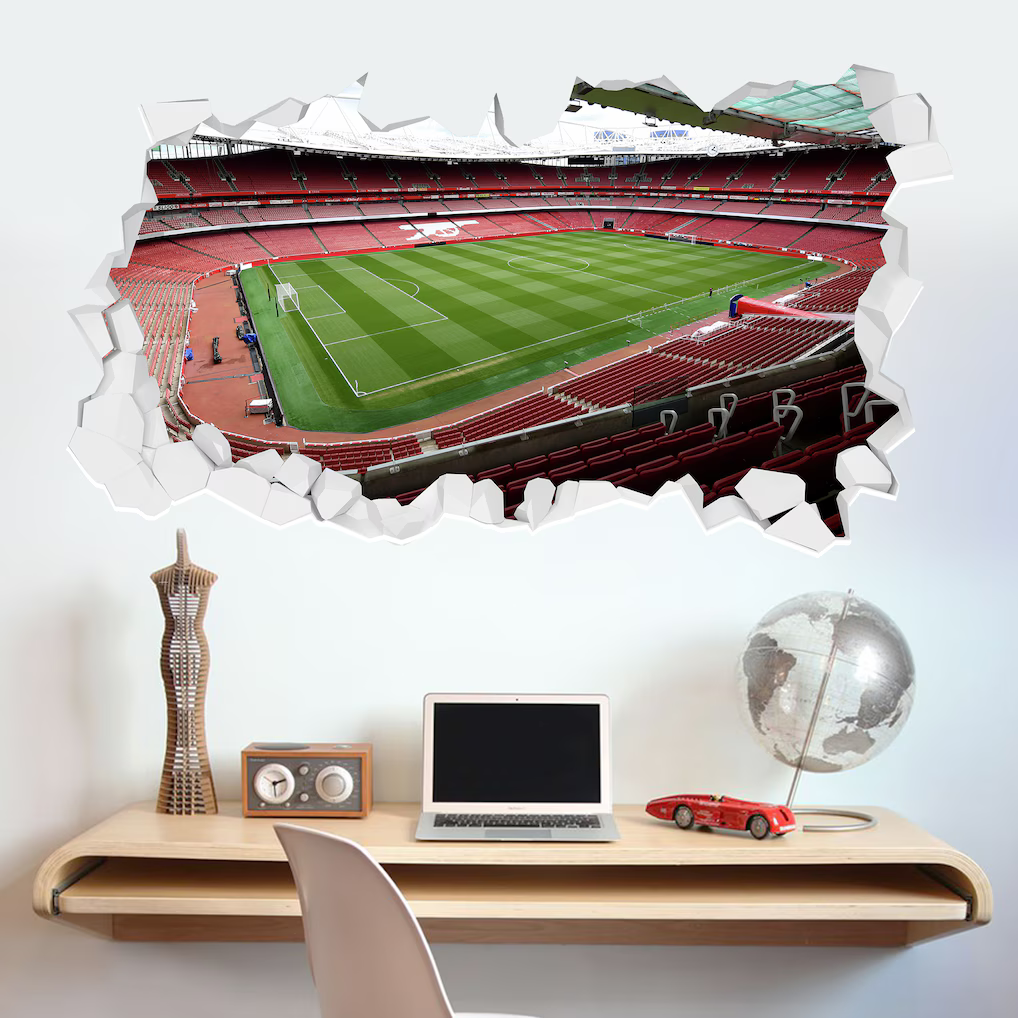 Arsenal Corner View Stadium Broken Wall Sticker - 90cm width x 50cm height - £30.00
