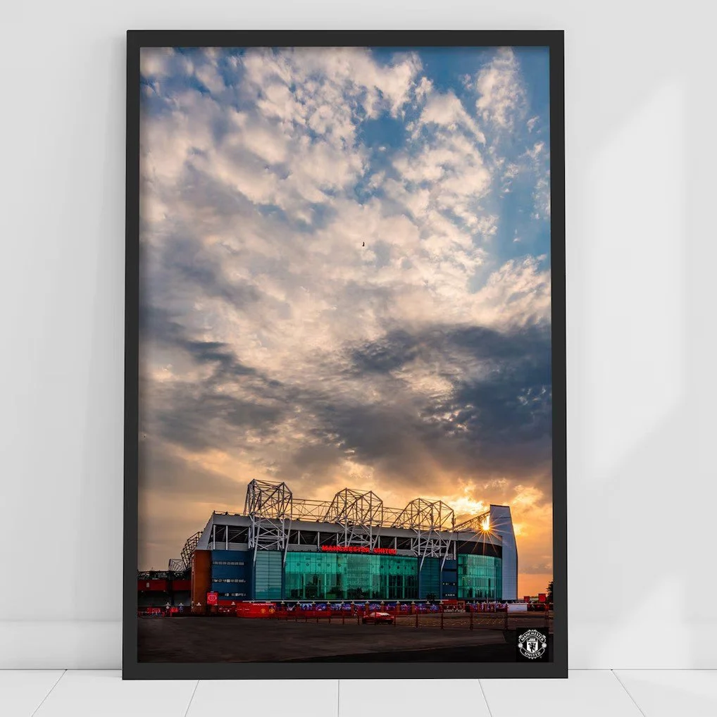 Manchester United Old Trafford Sunset Framed Print - A2 - £49.99