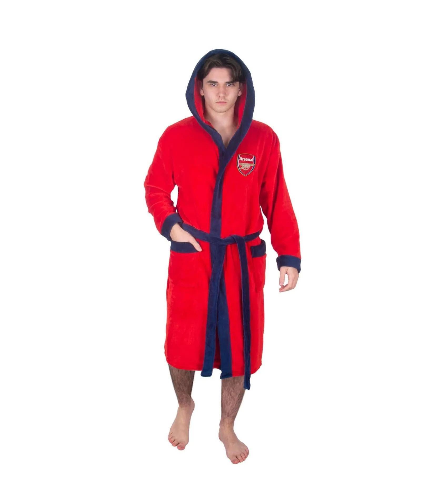 Arsenal FC Mens Dressing Gown Robe Hooded Fleece Official - £29.99