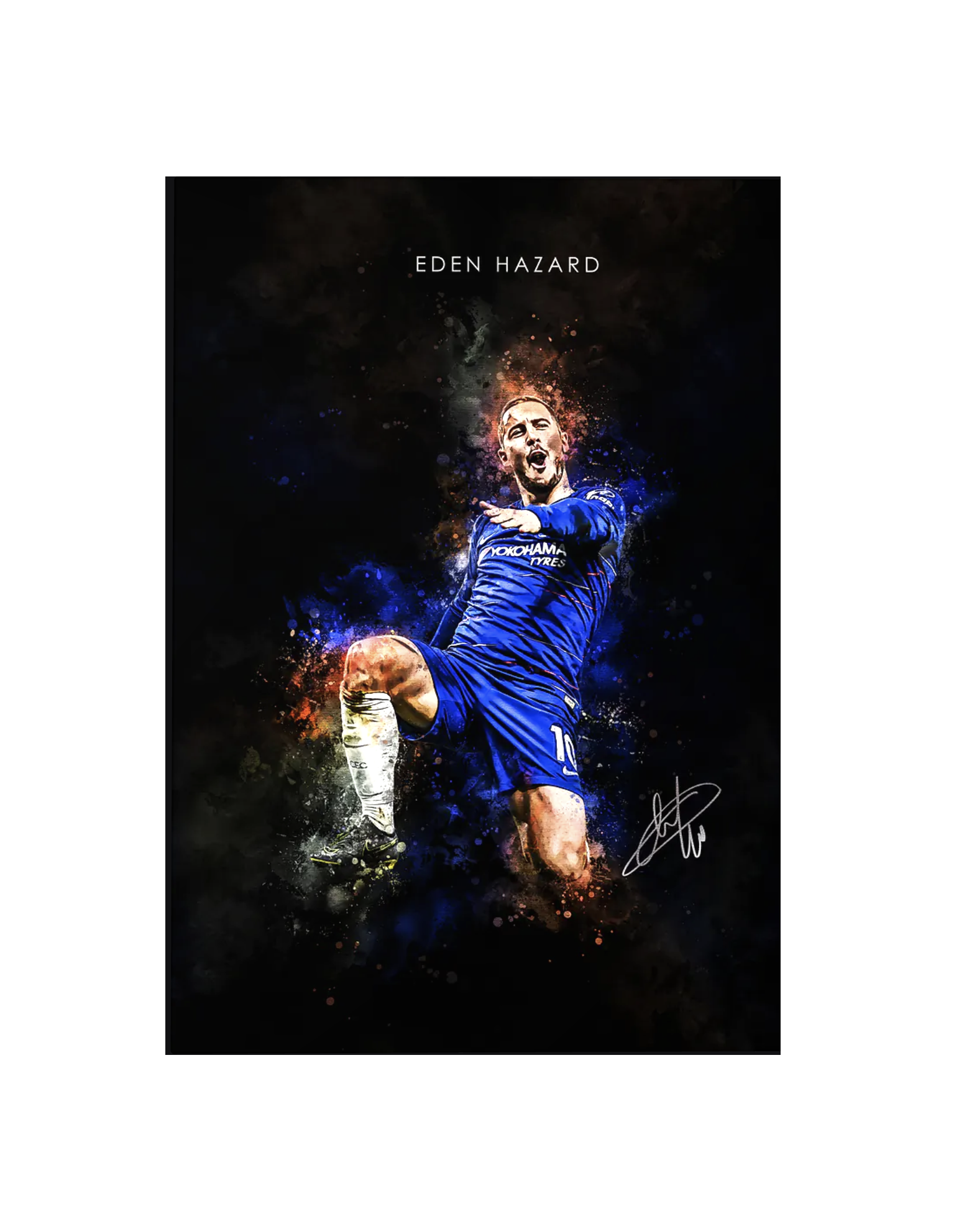 Eden Hazard Football Art Chelsea FC Metal Poster | Matte with Graphite Frame | 26.6in x 18.9in - £89.99
