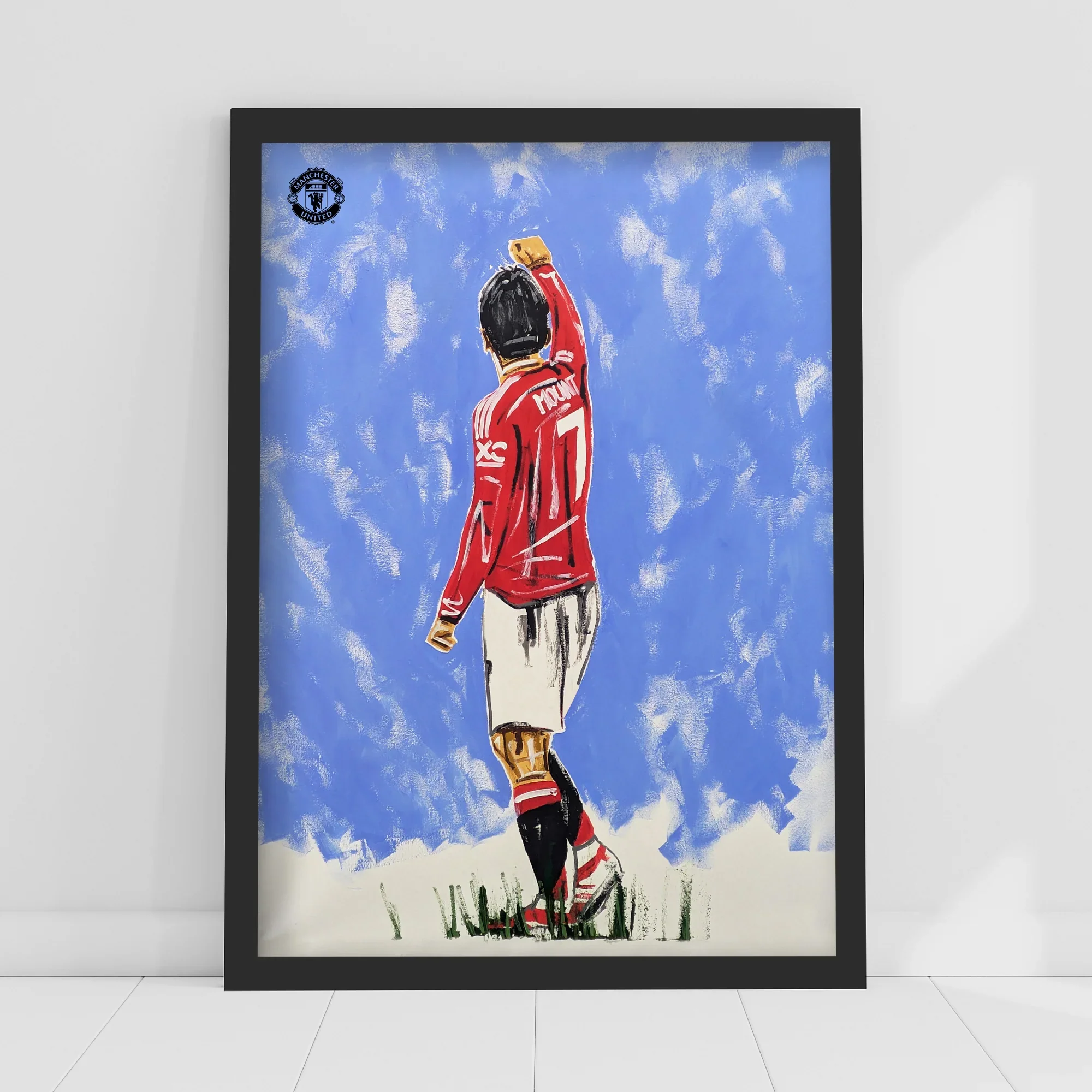 Manchester United FC Print - Mason Mount Tony Denton Painted Poster A4 Framed - £19.99