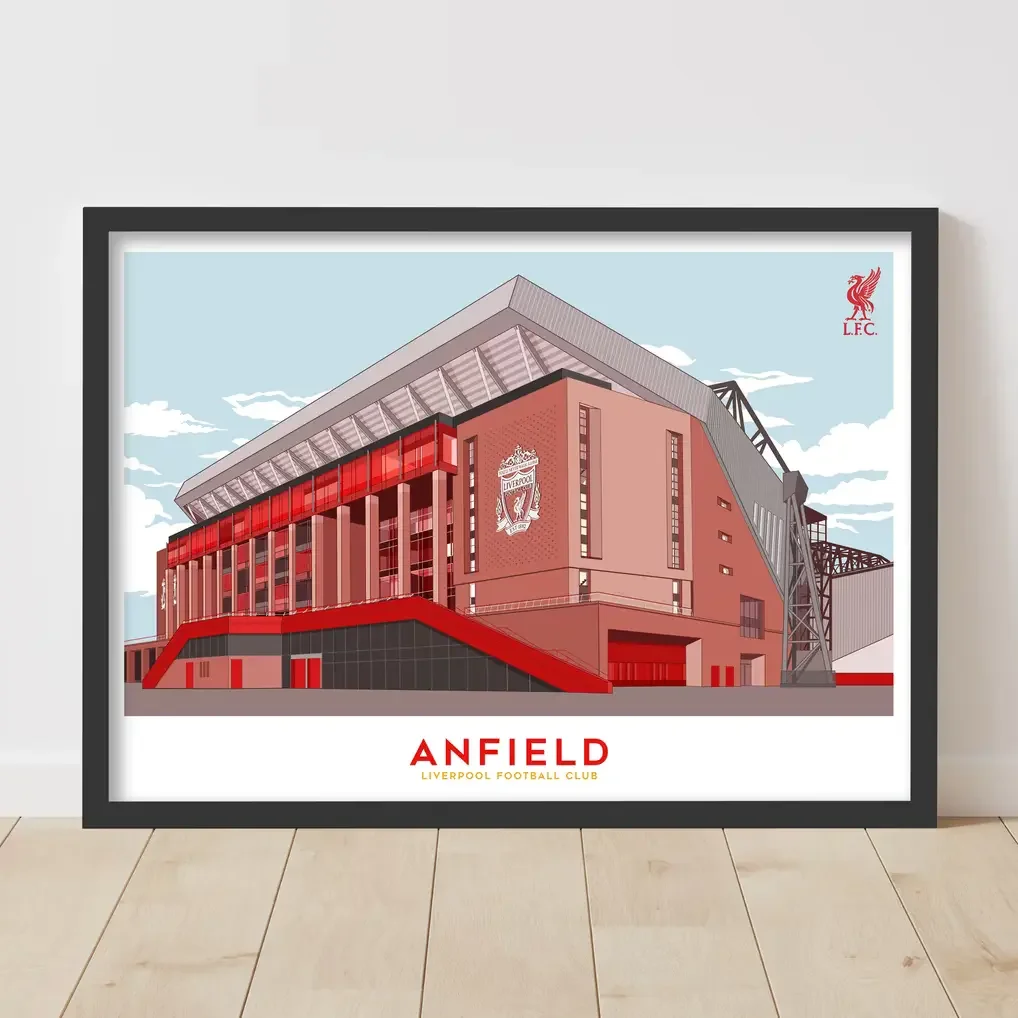 Liverpool Anfield Illustration Outside Blue Sky Print - Framed A3
 £34.99 