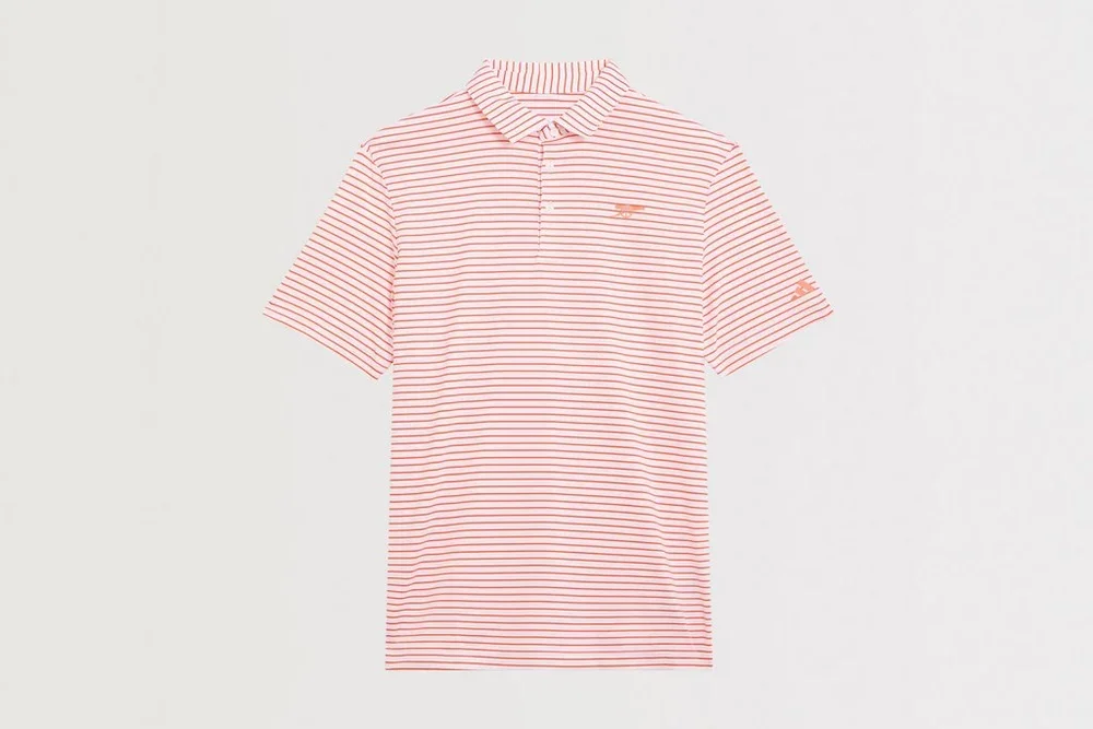 Arsenal adidas Golf White and Red Striped Polo Shirt - £40.00