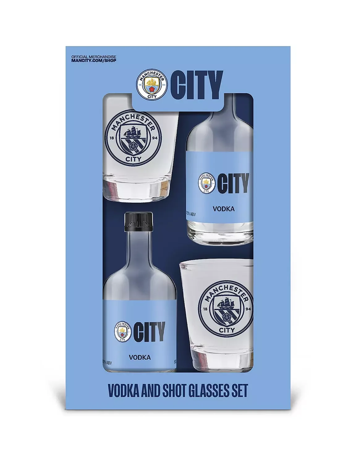 Manchester City Vodka & Shot Glasses
 £16.99 
