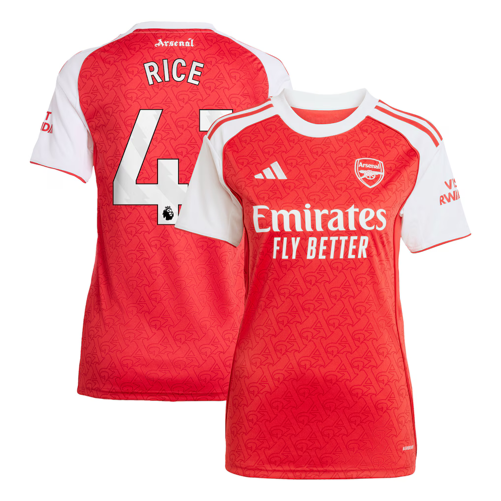 Arsenal adidas Home Shirt 2025-26 - Womens with Rice 41 printing - £100.00