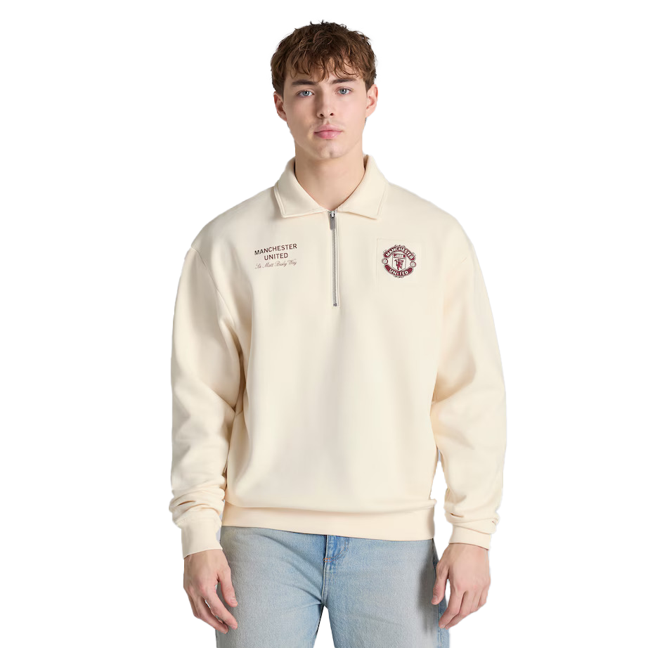 Manchester United Theatre of Dreams Quarter Zip Sweatshirt Cream - £45.00
