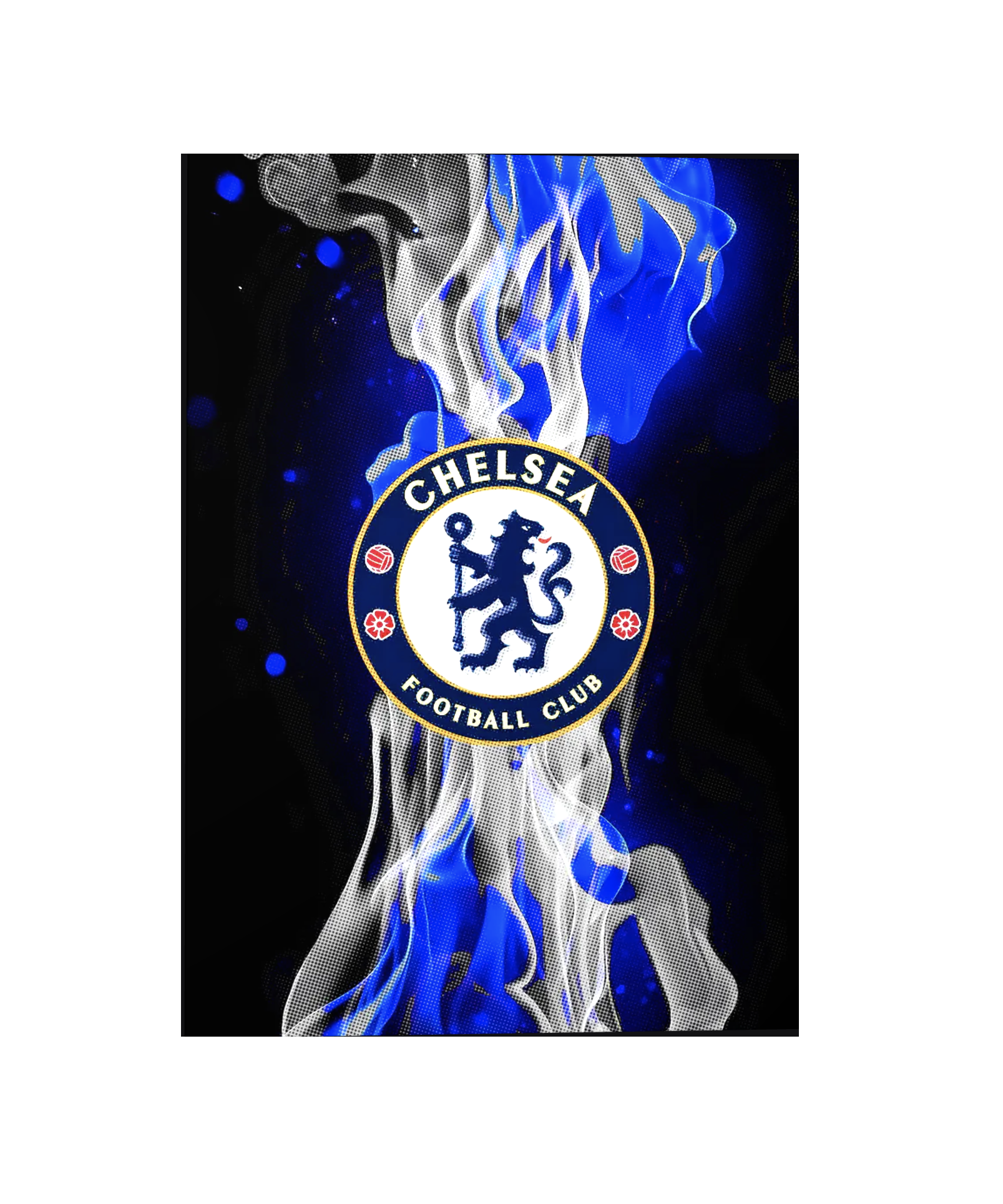 Chelsea FC Logo in Flames Metal Poster | Matte | 35.4in x 25.2in - £114.99
