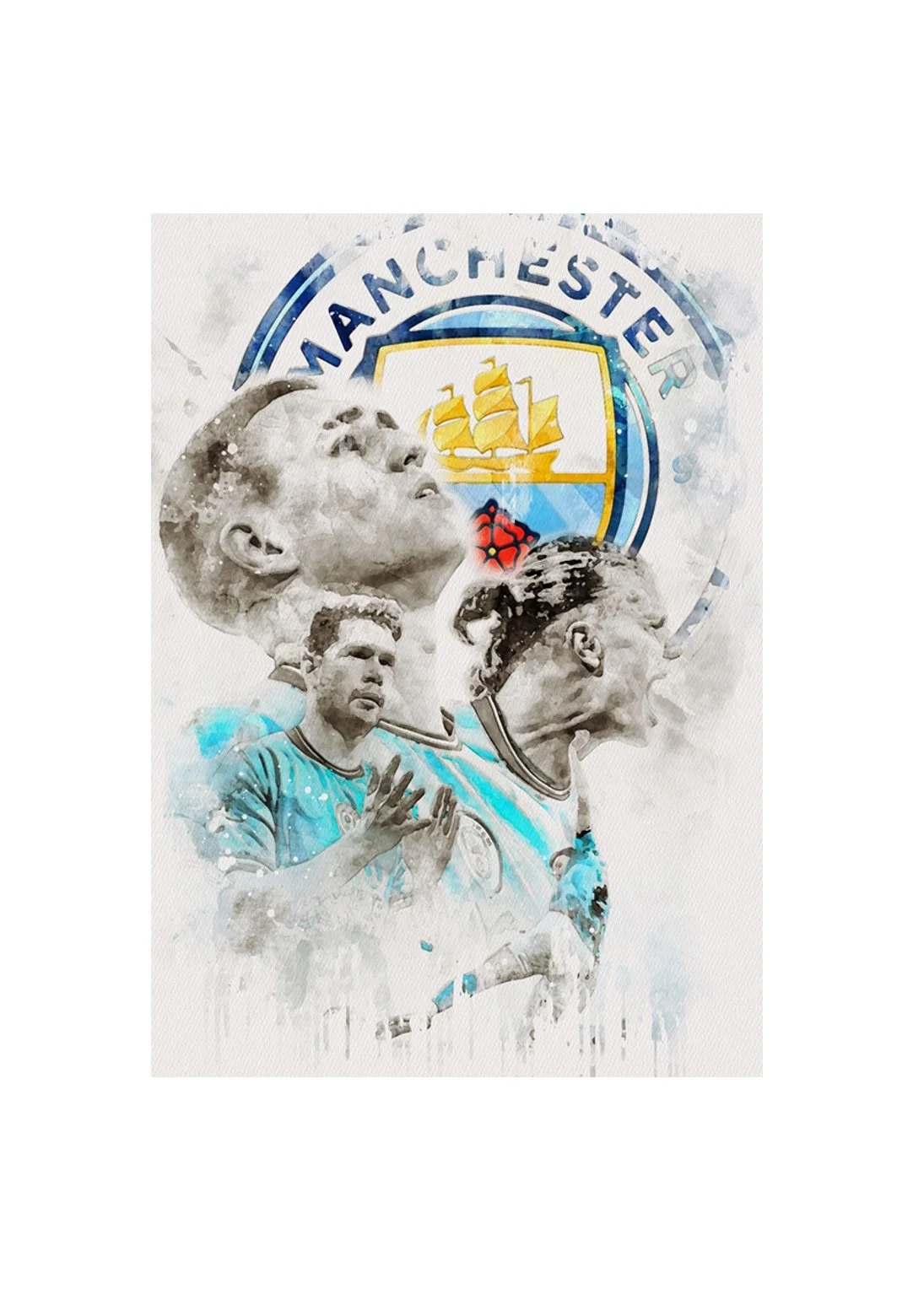 Foden, Haaland and De Bruyne Fine Art 50cm x 70cm Black Framed - £150.83