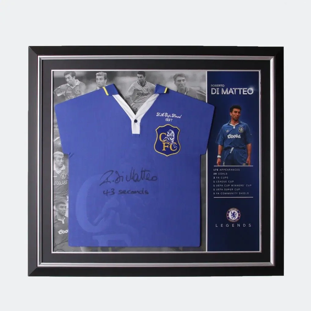 Chelsea Roberto Di Matteo 43 Seconds 1997 FA Cup Final - Signed Framed Shirt - £800.00