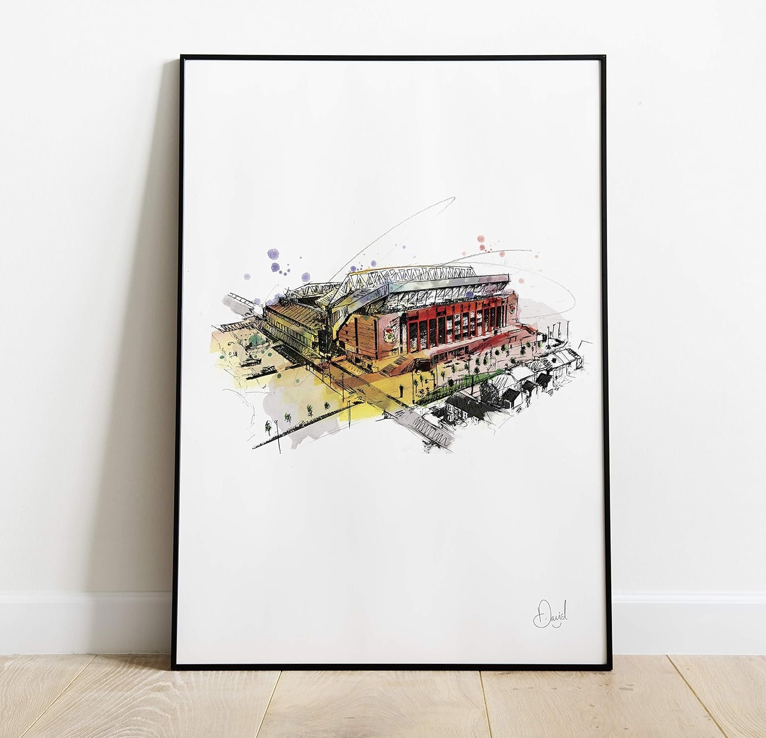 Liverpool FC Anfield Stadium Art Print (A3 420 x 297 mm) Framed - £44.99
