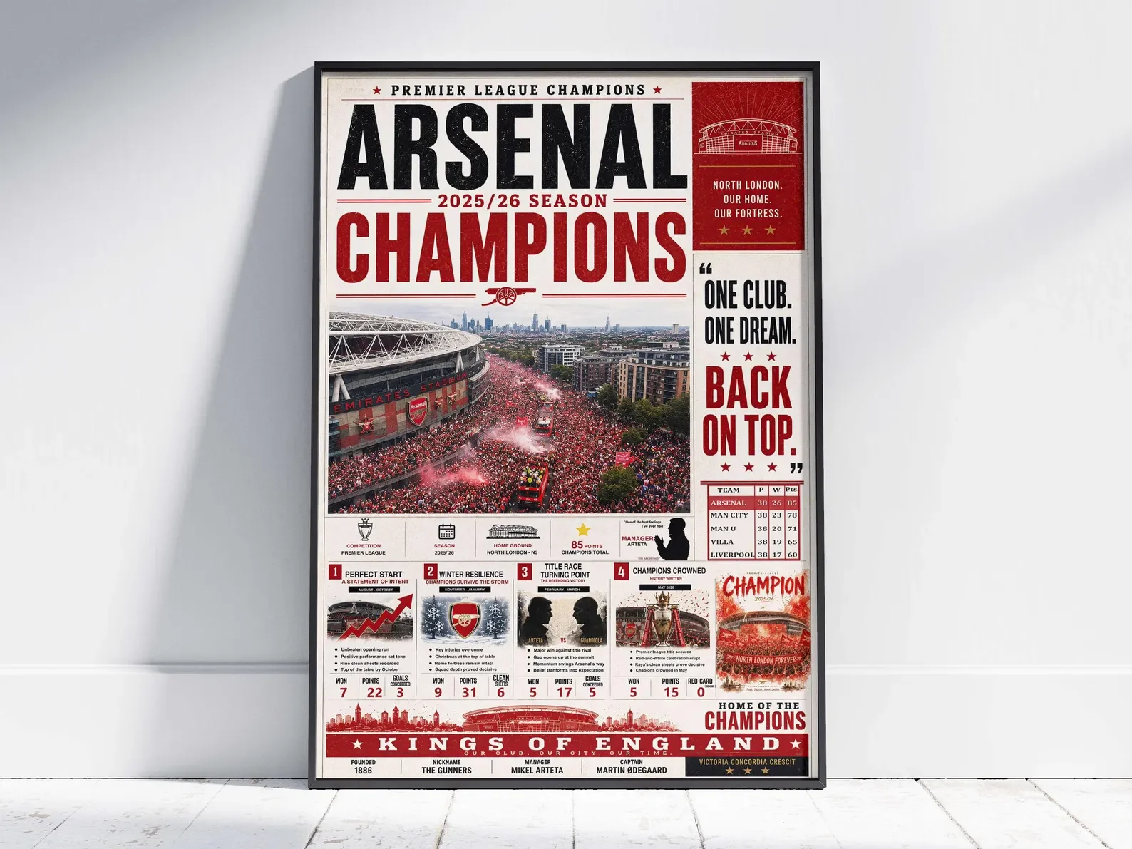 Arsenal Premier League Champions 205/26 Wall Art A3 
 £8.28 