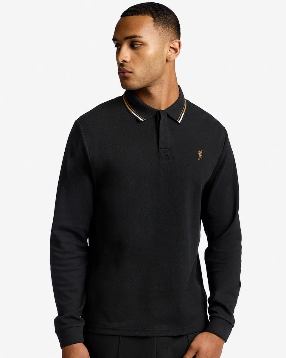 Liverpool Mens Long Sleeve Tipping Polo Black - £45.00