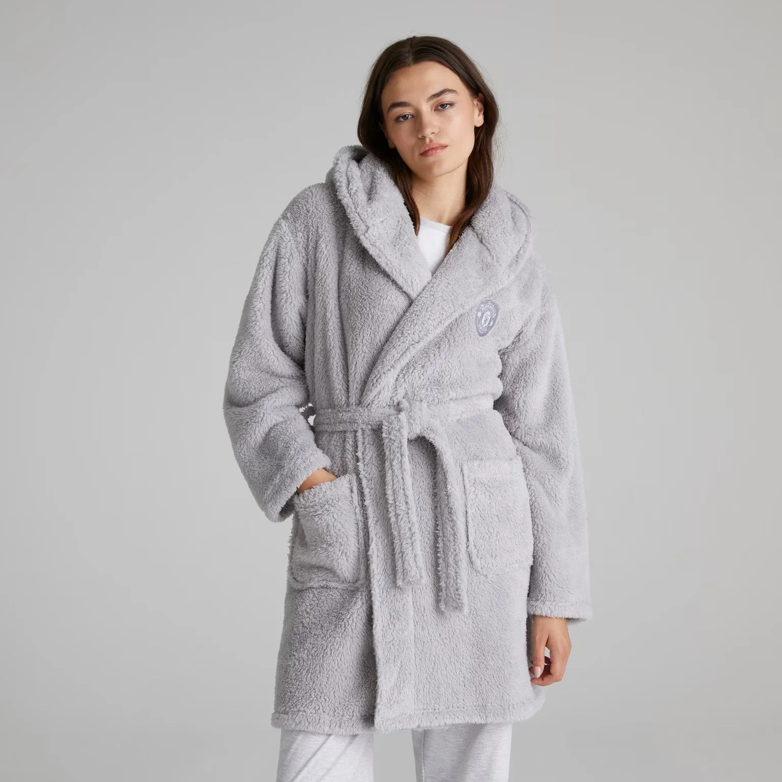 Manchester United Womens Dressing Gown Grey - £40.00