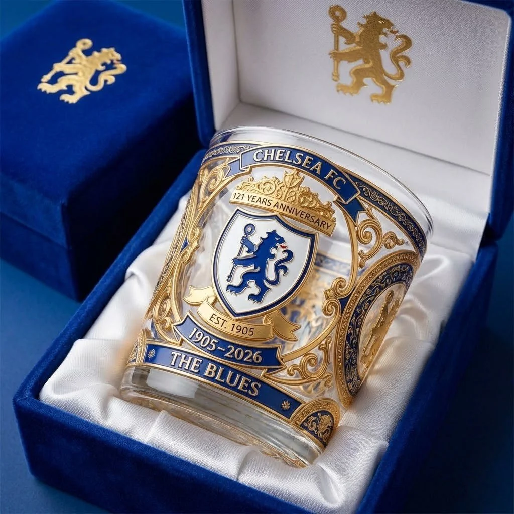 Chelsea FC 121 Years Anniversary 1905-2026 The Blues Whiskey Glass No Box 
 £22.95 