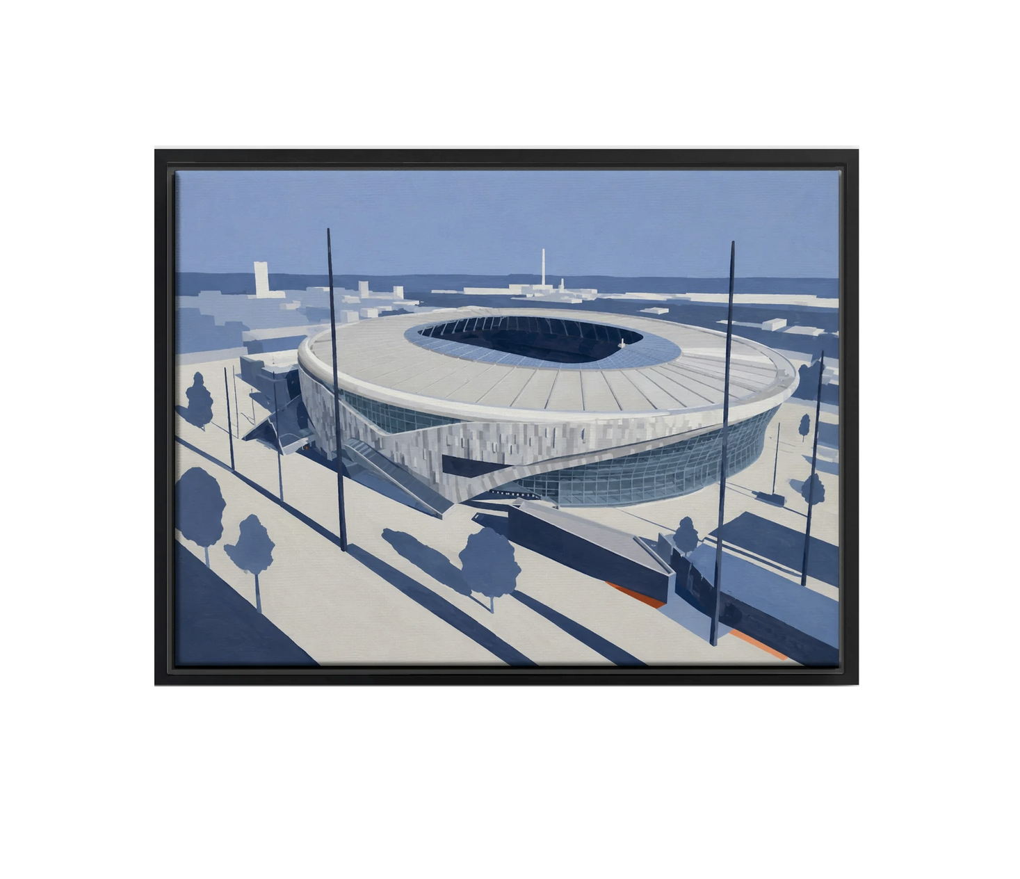 Stadium in Blue and Grey Canvas Print 35cm x 28cm Black Frame
 £79.95 