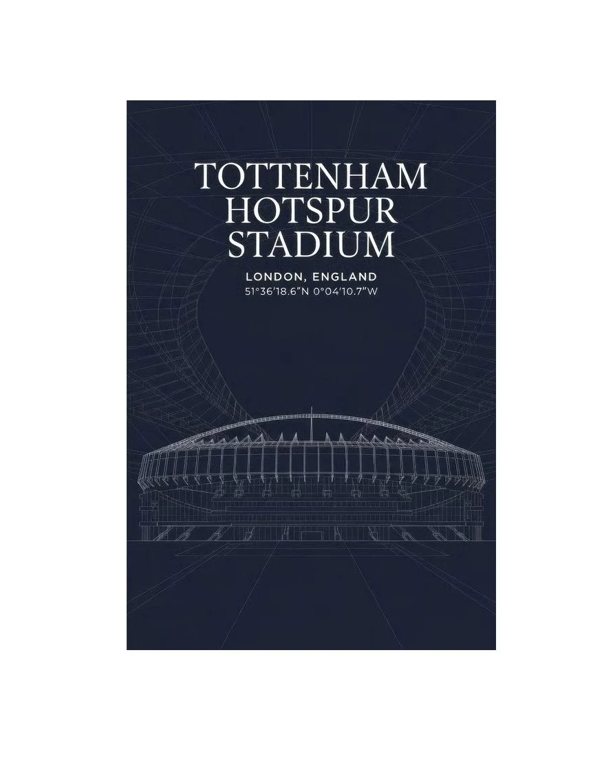Architectural Blueprint of Tottenham Hotspur Stadium | 50cm x 70cm Framed Fine Art - £164.24