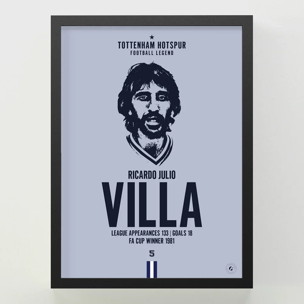 Ricardo Villa Tottenham Hotspur Football Legend Iconic Portrait Print A2 Framed
 £84.99 