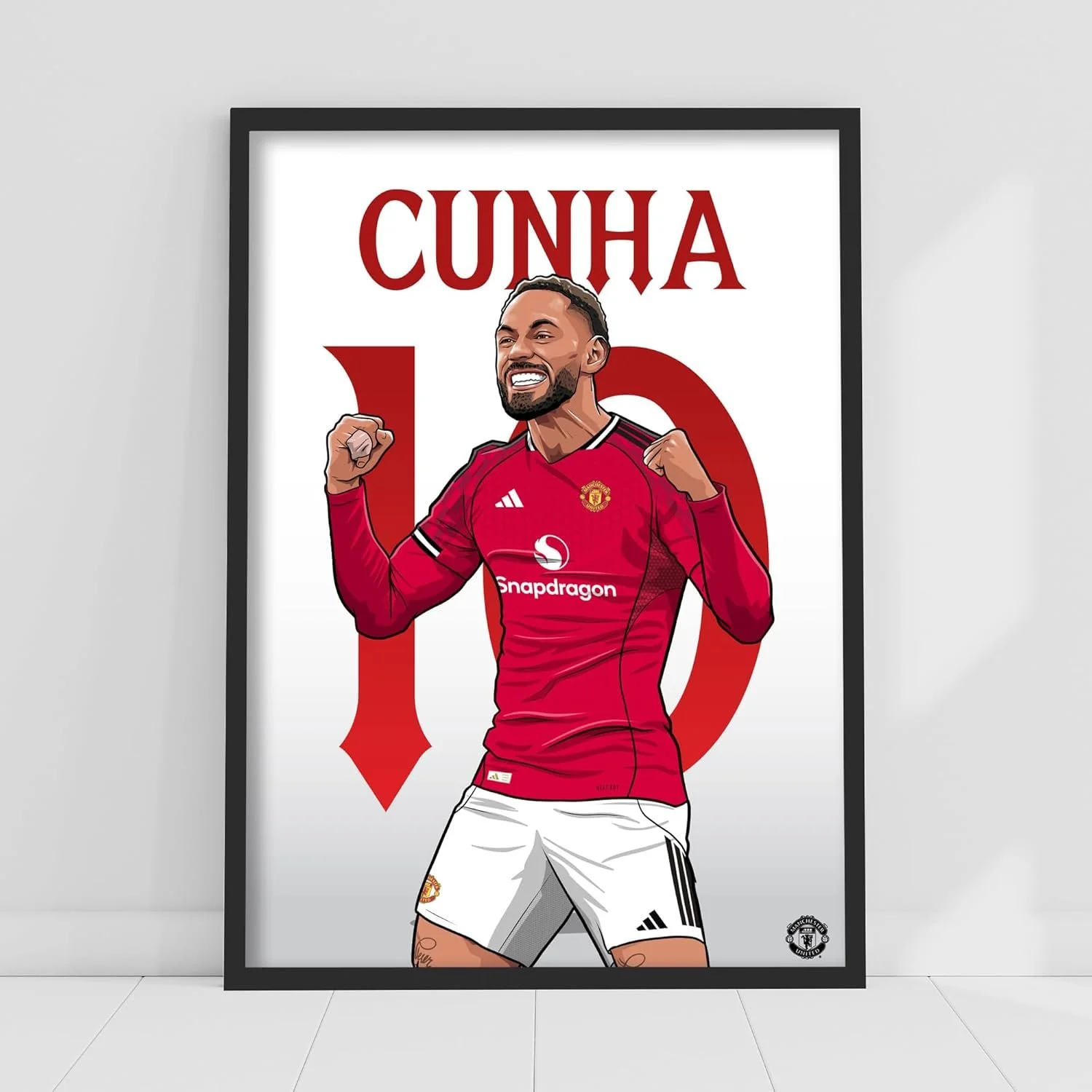 Cunha 25/26 Illustration Player Poster Football Wall Art (42cm x 59.4cm - A2) Framed - £17.99