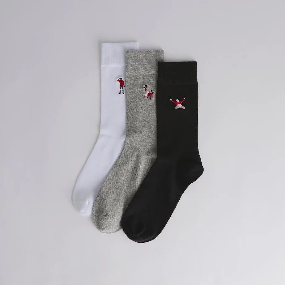 Manchester United Iconic Goal Socks 3 Pack Multi - £15.00