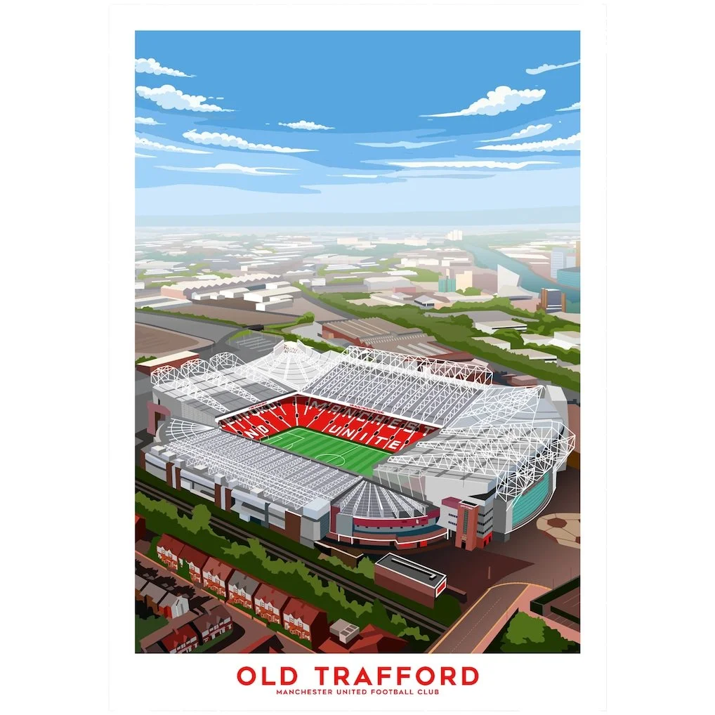 Manchester United Old Trafford Aerial Illustration Print - A2
 £13.59 
