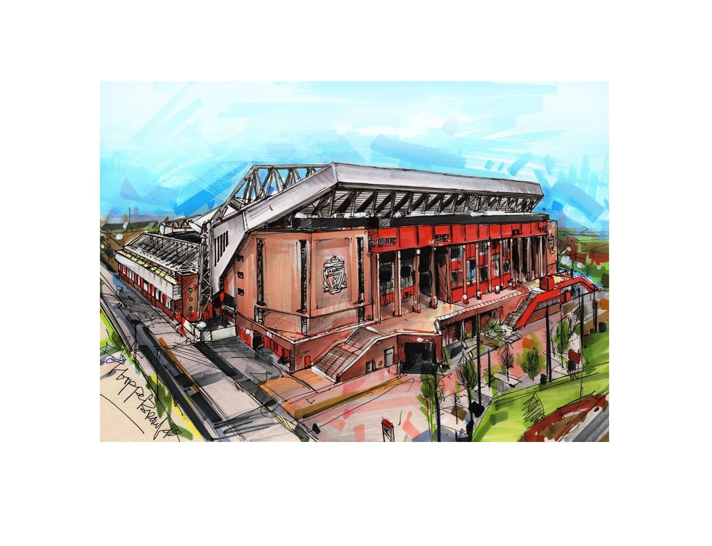 Liverpool Anfield Stadium 30cm x 40cm Framed Fine Art - ££121.47