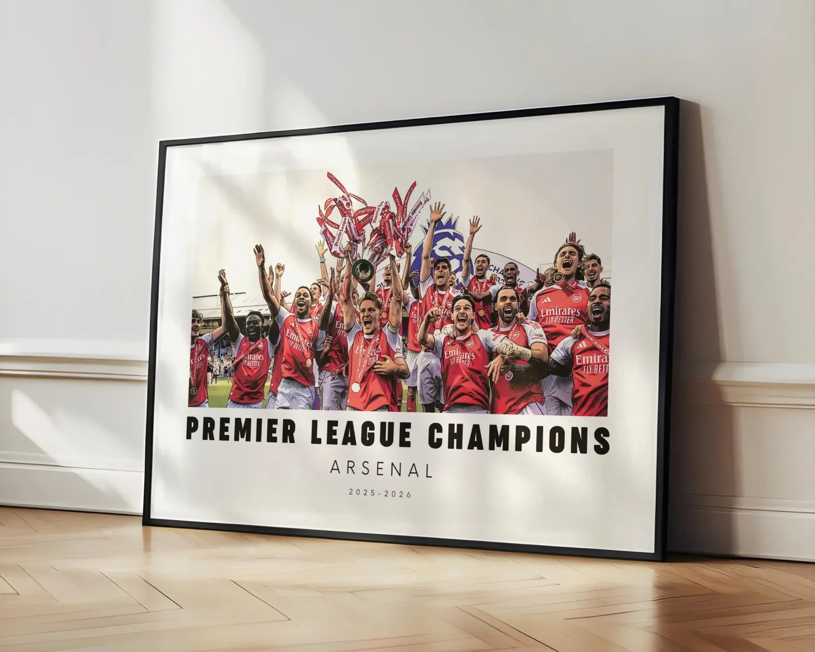 Arsenal Premier League Champions 2025-26 Art Print A3 Deep Black Frame
 £42.99 