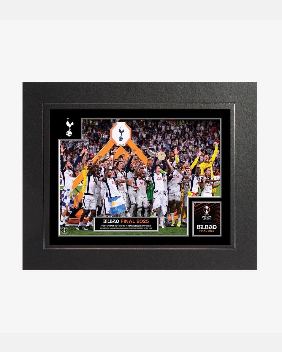 Spurs Europa League 2025 Winners Trophy Lift Mounted Photo - £15.00