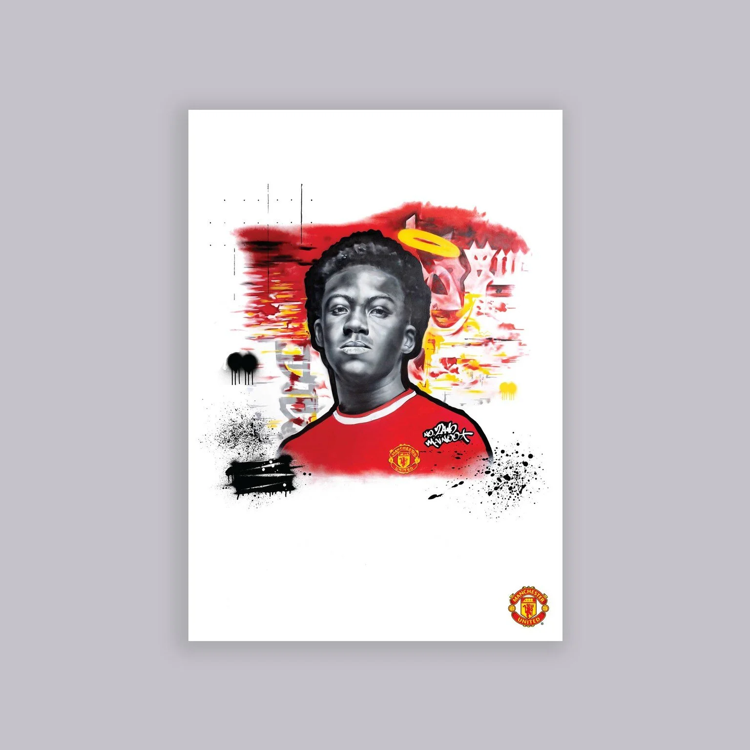 Manchester United Graffiti Mainoo A2 Poster - £12.00