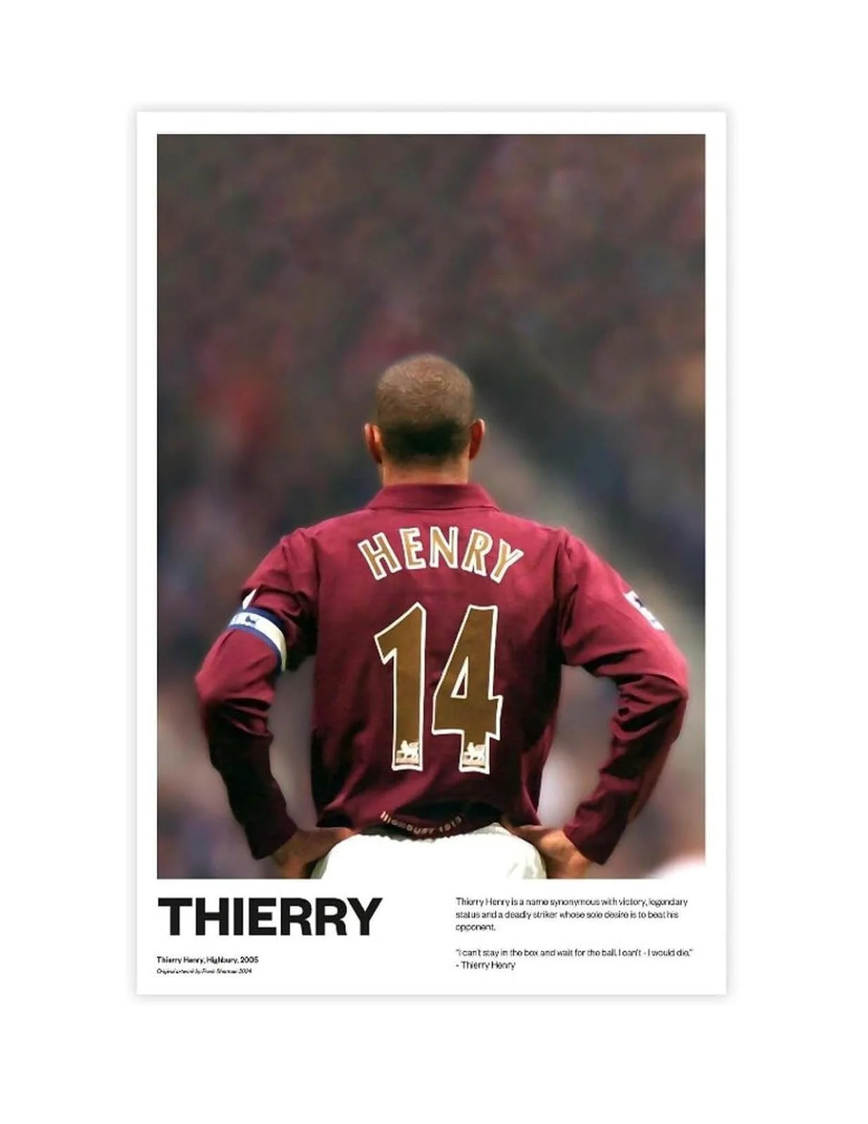Thierry Henry Vintage Canvas Poster 12x18inch (30x45cm) - £16.00