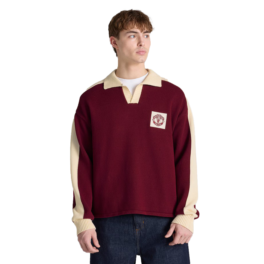 Manchester United Theatre of Dreams Knitted Polo Shirt Burgundy - £45.00
