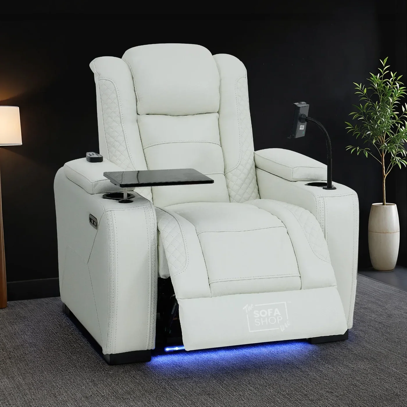 One Seater White Real Leather Smart Tech Electric Recliner Cinema Chair 
 £1499.00 
