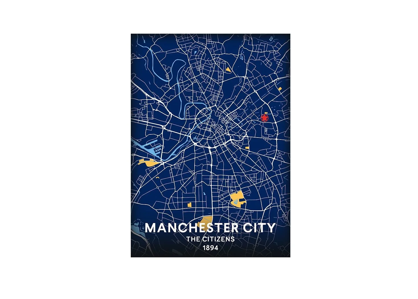 Manchester City A detailed map of Manchester City Displate Metal Poster 26.6in x 18.9in - £69.99