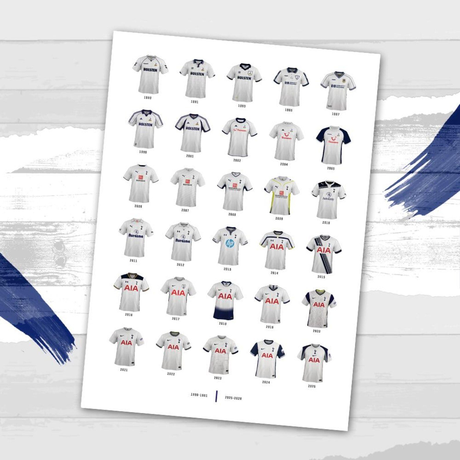 Tottenham Hotspur Football Shirt History | Wall Art Retro Poster |  A4 Print - £13.05