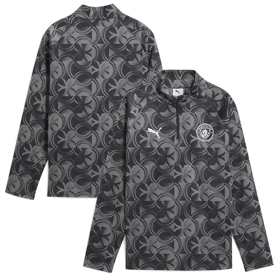 Manchester City Puma Warm Up 1/4 Zip Top Black Kids - £55.00