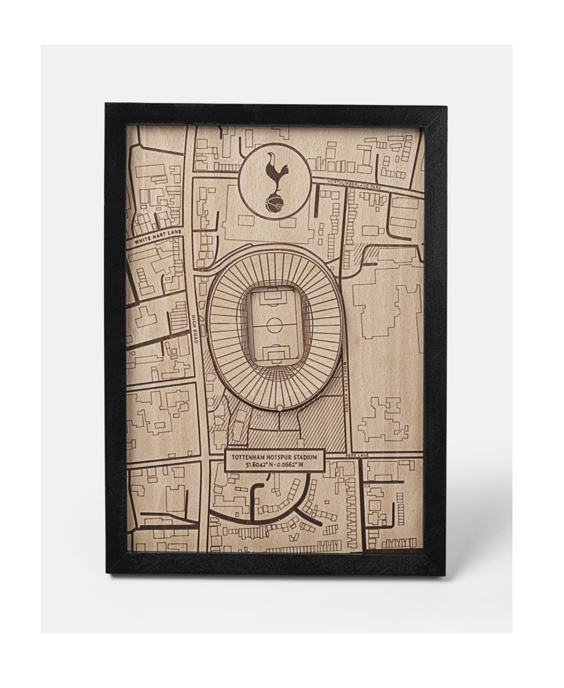 Spurs Framed 3D Wood Carved Stadium Map - £30.00