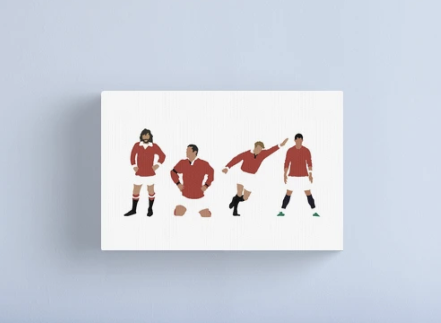 Manchester United Number 7 Design | 45.7cm x 30.5cm Canvas Wall Art Print - £53.48