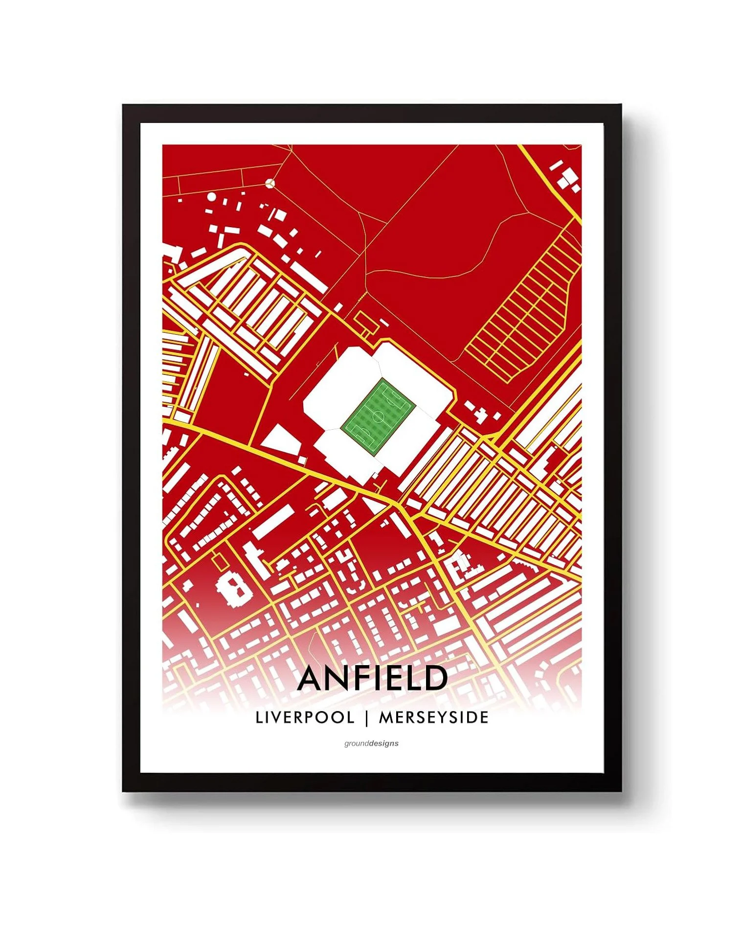 GroundDesigns Anfield Stadium Art Map Unframed A3 - £18.99