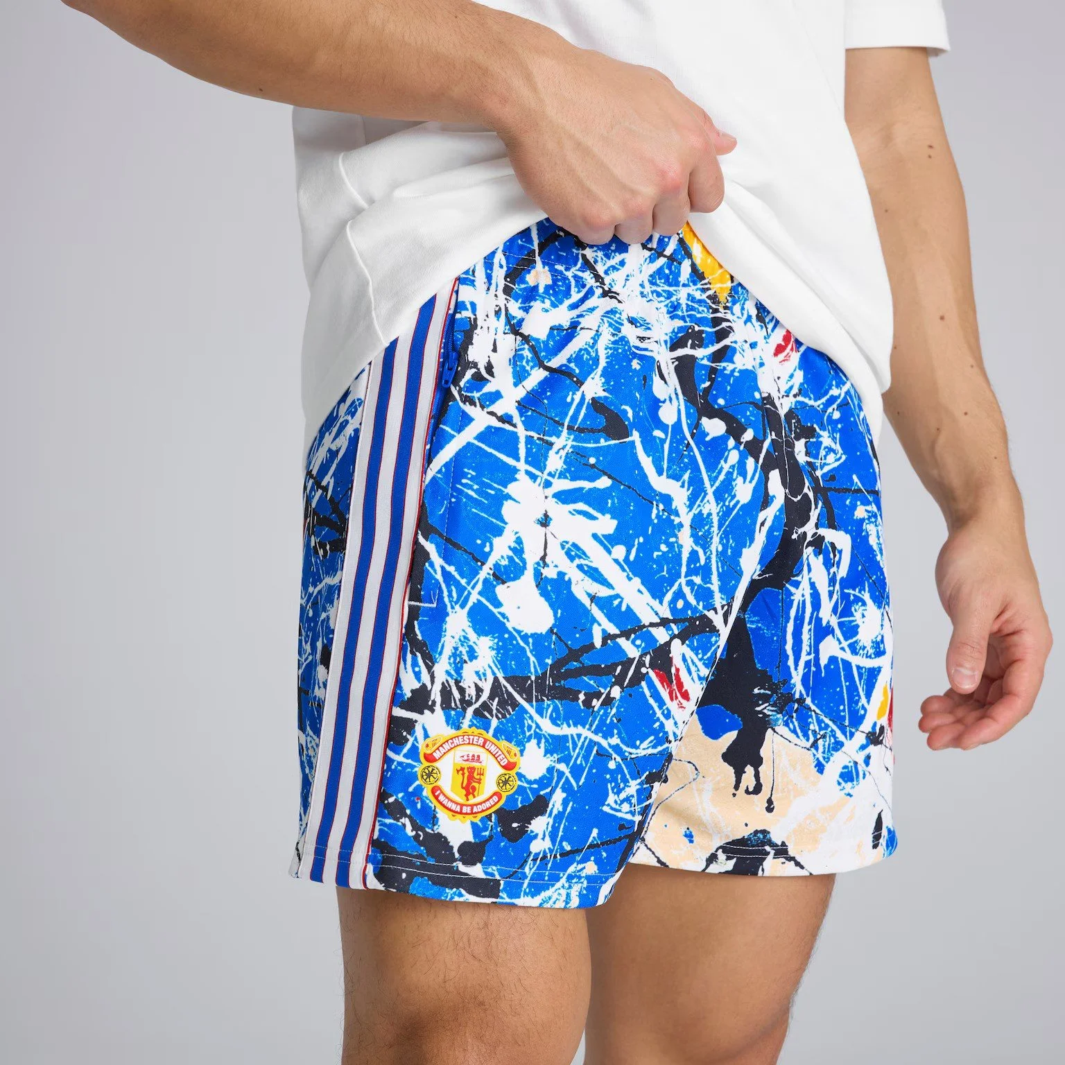 Manchester United x adidas Stone Roses Shorts Blue - £50.00
