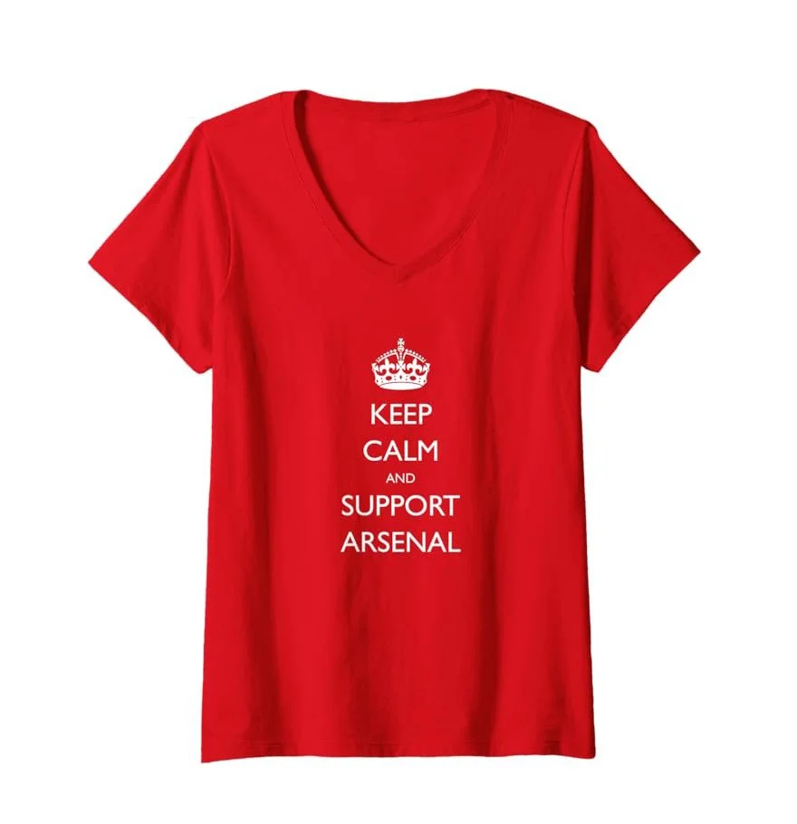 Women's Keep Calm, Arsenal, The Gunners V-Neck T-Shirt - £15.99