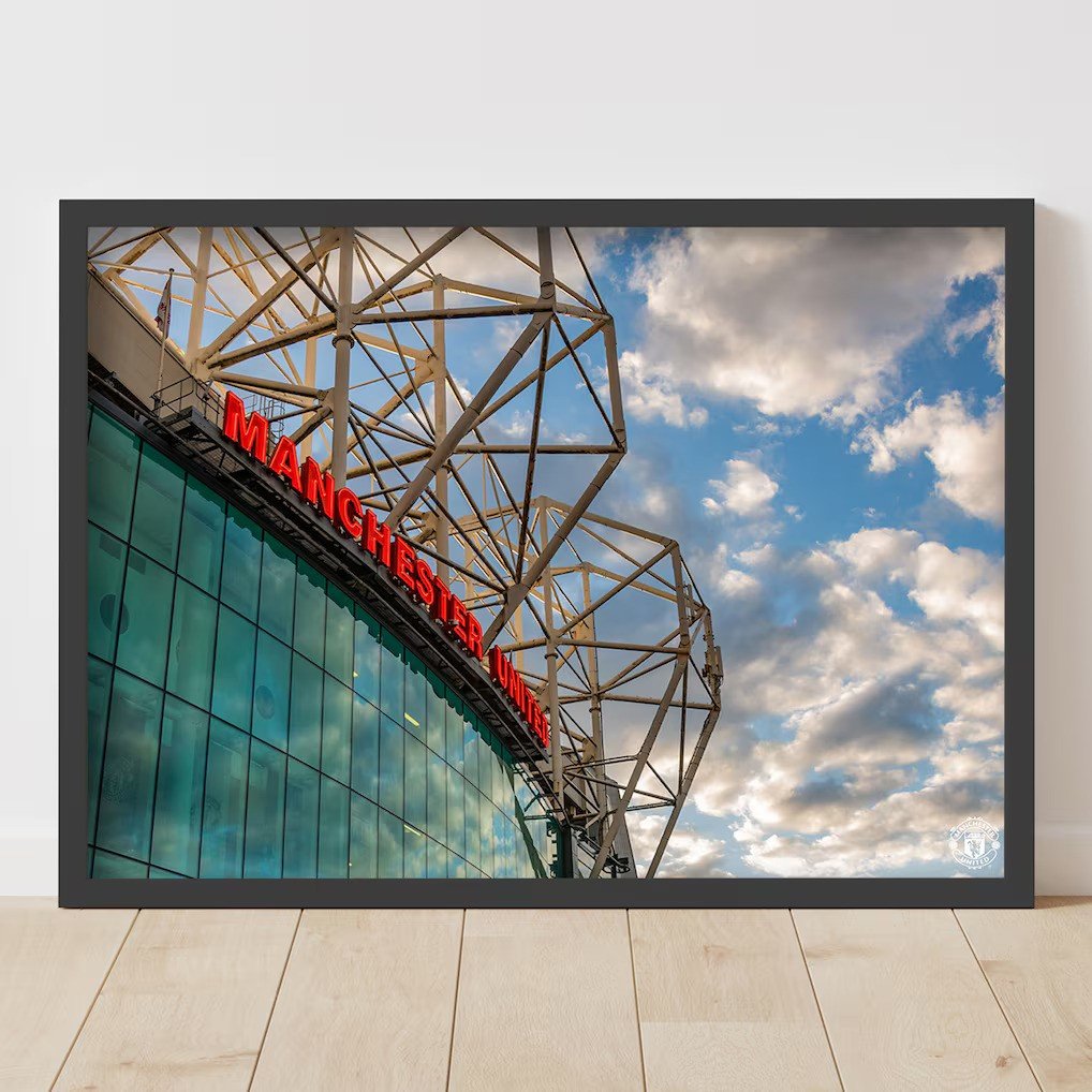 Manchester United Old Trafford Forecourt Sky Framed Print - A3 - £34.99