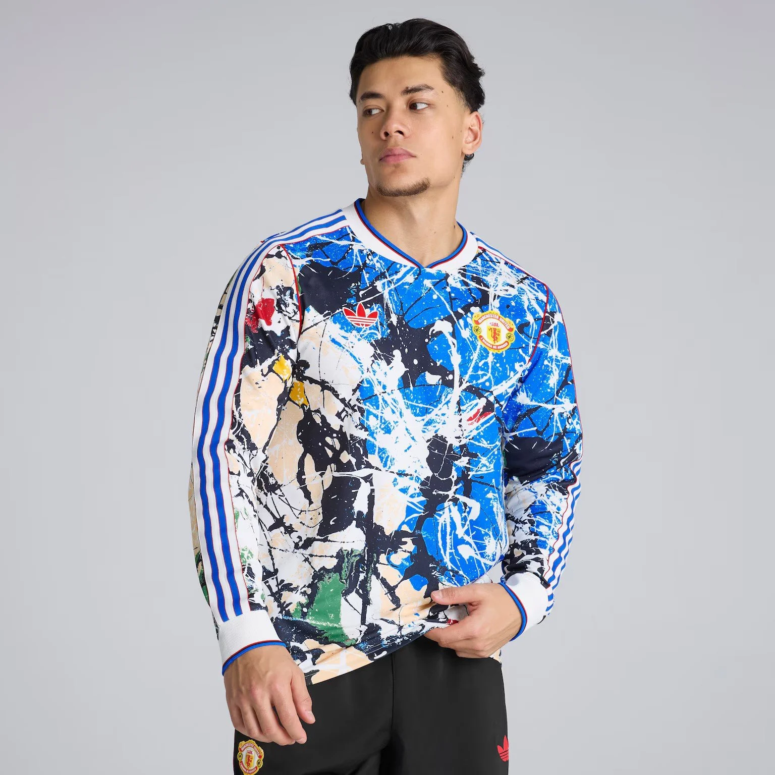 Manchester United x adidas Stone Roses Long Sleeve Jersey Blue - £140.00