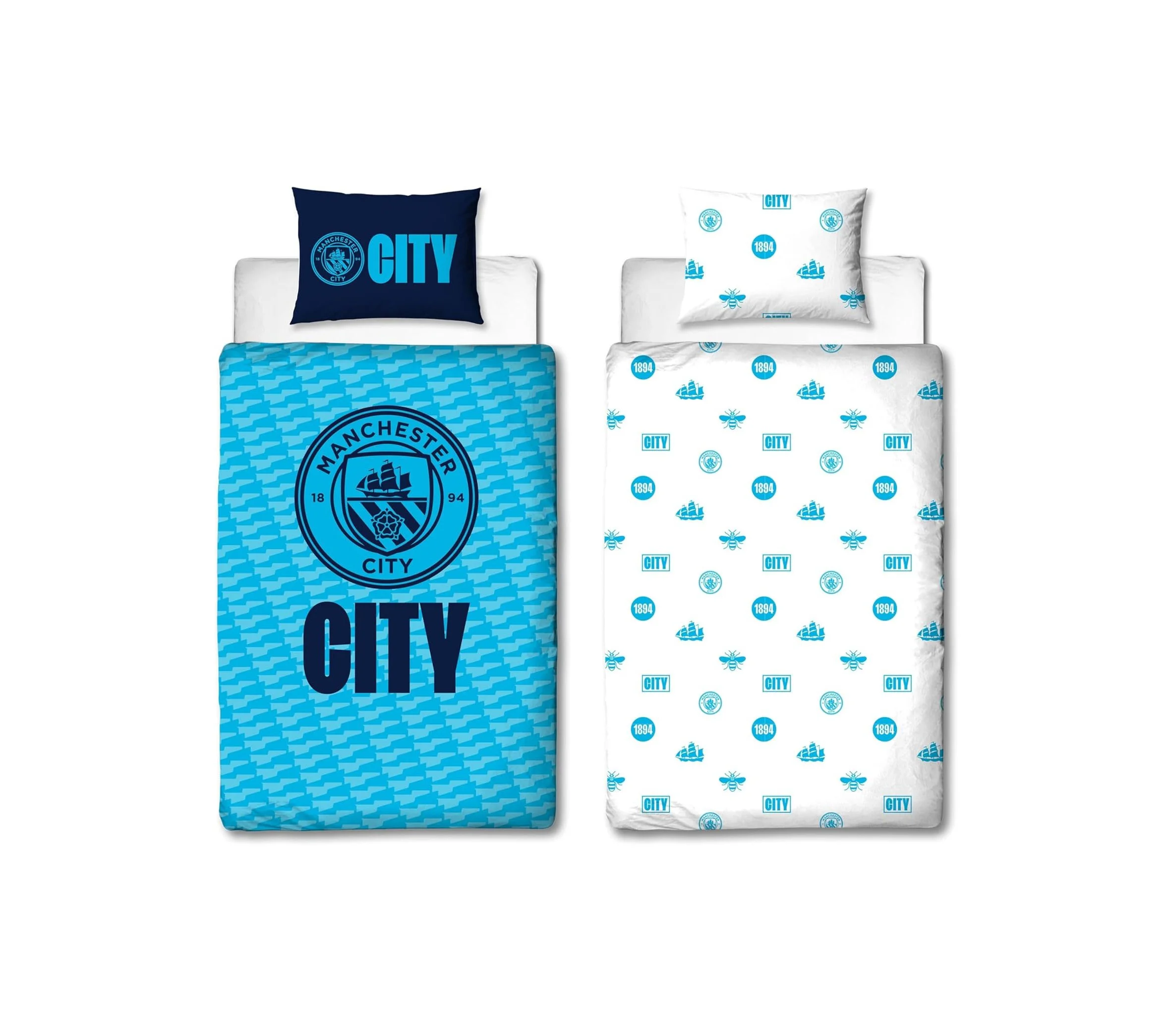 Manchester City FC Single Duvet Cover Set 2 Sided Including Matching Pillow Case - £23.97