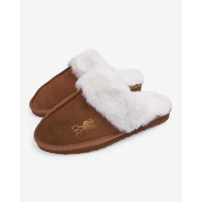 Liverpool FC Womens Suede Slippers Tan - £30.00