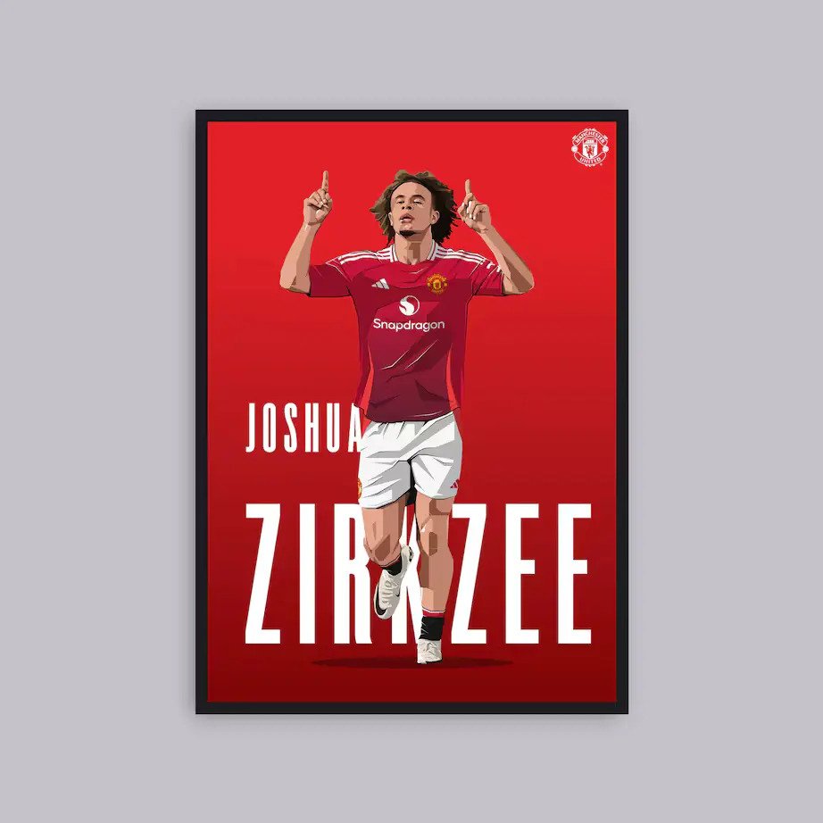 Manchester United Zirkzee Illustrated A2 Poster Red - £12.00