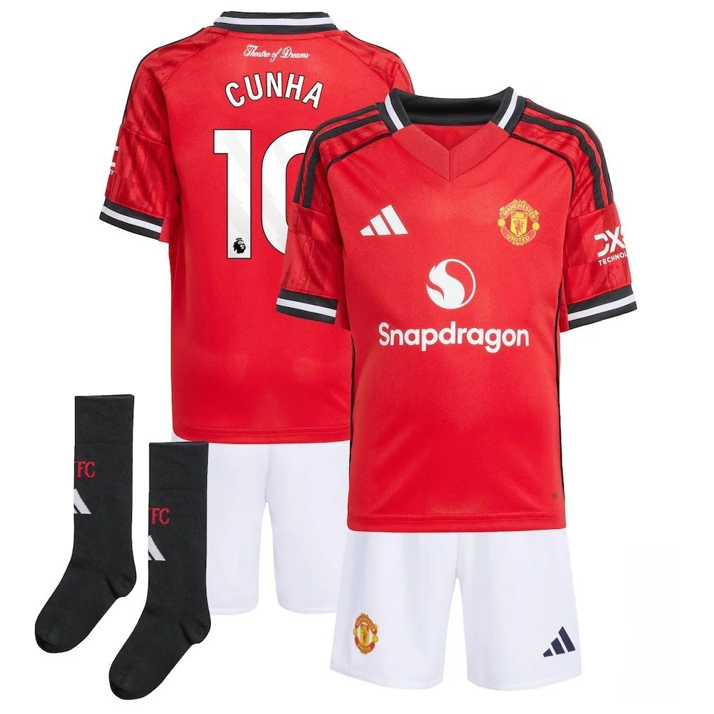 Manchester United adidas Home Minikit 2025-26 with Cunha 10 printing - £65.00