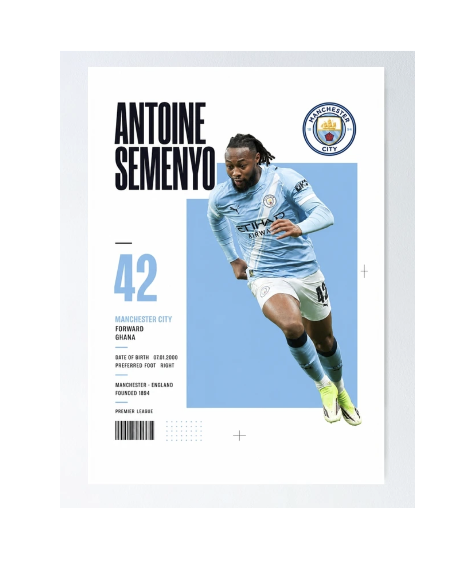 Antoine Semenyo | Man City Poster 42cm x 59.4cm Semi Gloss
 £15.25 
