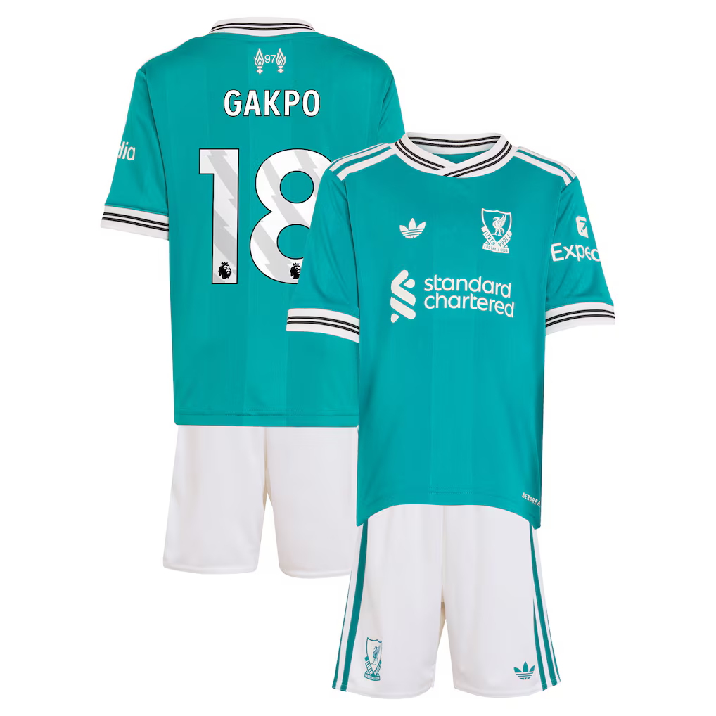 Liverpool adidas Third Minikit 2025-26 with Gakpo 18 printing - £65.00