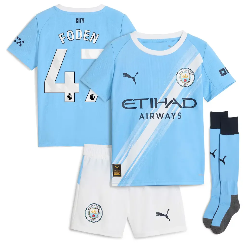 Manchester City PUMA Home Minikit 2025-26 with Foden 47 Printing - £75.00